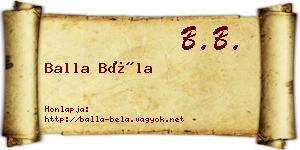 Balla Béla névjegykártya